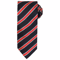 Premier Mens Stripe Waffle Tie - One Size, Black/Red