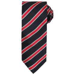 Premier Mens Stripe Waffle Tie - One Size, Black/Red