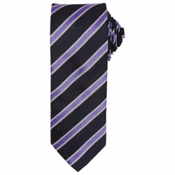 Premier Mens Stripe Waffle Tie - One Size, Black/Rich Violet