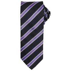 Premier Mens Stripe Waffle Tie - One Size, Black/Rich Violet