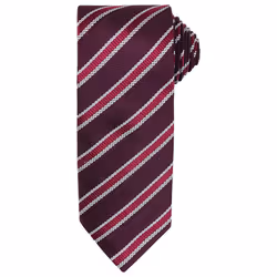 Premier Mens Stripe Waffle Tie - One Size, Burgundy/Aubergine