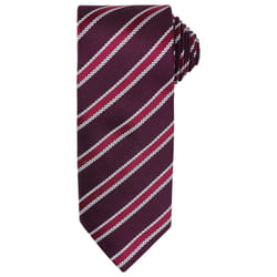 Premier Mens Stripe Waffle Tie - One Size, Burgundy/Aubergine
