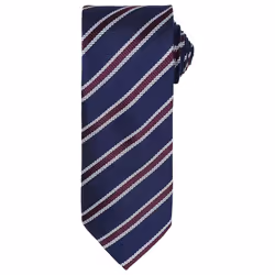 Premier Mens Stripe Waffle Tie - One Size, Navy/Aubergine