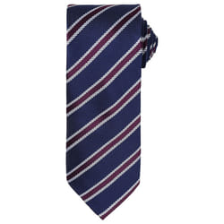 Premier Mens Stripe Waffle Tie - One Size, Navy/Aubergine