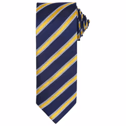 Premier Mens Stripe Waffle Tie - One Size, Navy/Gold