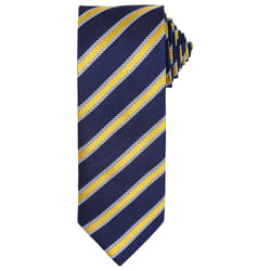 Premier Mens Stripe Waffle Tie - One Size, Navy/Gold