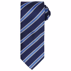 Premier Mens Stripe Waffle Tie - One Size, Navy/Royal Blue