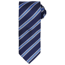 Premier Mens Stripe Waffle Tie - One Size, Navy/Royal Blue