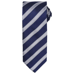 Premier Mens Stripe Waffle Tie - One Size, Navy/Silver