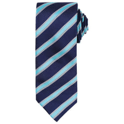 Premier Mens Stripe Waffle Tie - One Size, Navy/Turquoise