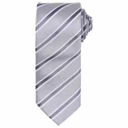 Premier Mens Stripe Waffle Tie - One Size, Silver/Dark Grey