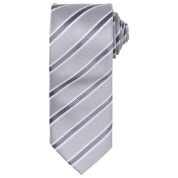 Premier Mens Stripe Waffle Tie - One Size, Silver/Dark Grey
