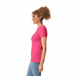Gildan Womens/Ladies Softstyle Plain Ringspun Cotton Fitted T-Shirt - 10 UK, Heliconia