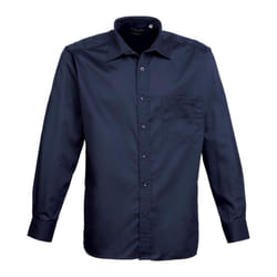 Premier Mens Poplin Long-Sleeved Shirt - 62 in, Navy