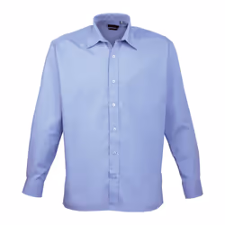 Premier Mens Poplin Long-Sleeved Shirt - 58, Mid Blue