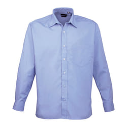 Premier Mens Poplin Long-Sleeved Shirt - 58, Mid Blue