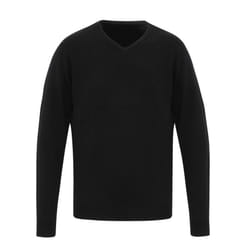 Premier Mens Essential Acrylic V Neck Sweatshirt - XXL, Black