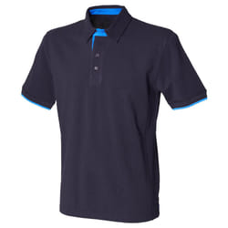 Front Row Mens Contrast Pique Polo Shirt - XL, Navy/Marine Blue