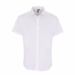 Premier Mens Poplin Stretch Short-Sleeved Shirt - S, White