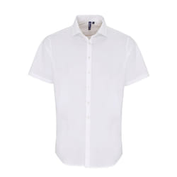 Premier Mens Poplin Stretch Short-Sleeved Shirt - M, White