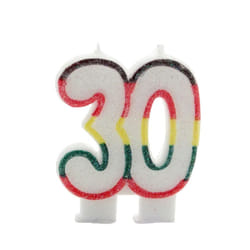 Kaleidoscope Number 30 Glitter Striped Candle
