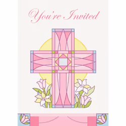 Unique Party Decoupage Baptism/Christening Invitations (Pack of 8)