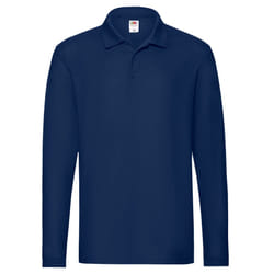 Fruit of the Loom Mens Premium Pique Long-Sleeved Polo Shirt - S, Navy