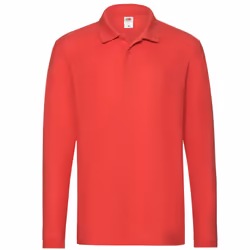 Fruit of the Loom Mens Premium Pique Long-Sleeved Polo Shirt - XXL, Red