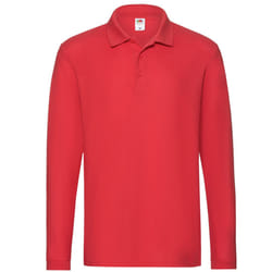 Fruit of the Loom Mens Premium Pique Long-Sleeved Polo Shirt - S, Red