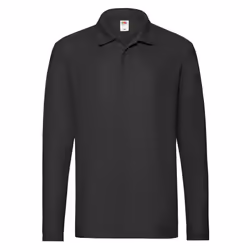 Fruit of the Loom Mens Premium Pique Long-Sleeved Polo Shirt - XXL, Black