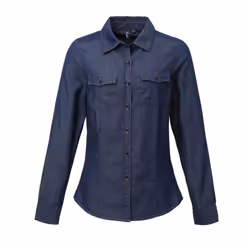 Premier Womens/Ladies Stitch Shirt - L, Indigo Denim