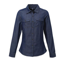 Premier Womens/Ladies Stitch Shirt - L, Indigo Denim