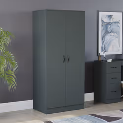 Riano 2 Door Wardrobe Hanging Rail Shelf Storage - Jasper Green