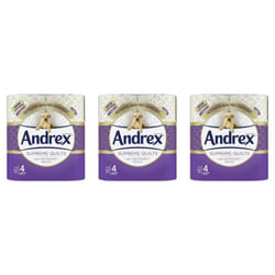 Andrex Supreme Quilts Quilted Toilet Paper 4Roll Pack Of 3