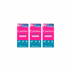 Carefree Panty Liners Cotton 20Pcs - Pack of 3