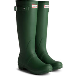 ) Hunter Original Tall Tartan Back Strap Rubber Women's Hunter Green Wellington Boots - Green, 5 (Adults'