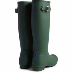 ) Hunter Original Tall Tartan Back Strap Rubber Women's Hunter Green Wellington Boots - Green, 6 (Adults'