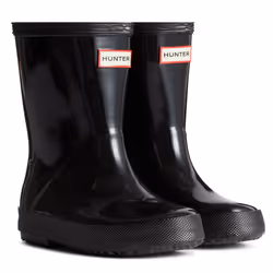 ) Hunter Kids First (Gloss) Rubber Black Wellington Boots - Black, 4 (Adults'
