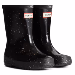 ) Hunter Kids First Giant Glitter Rubber Black Wellington Boots - Black, 6 (Adults'