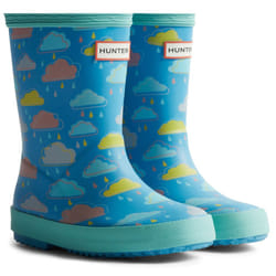 ) Hunter Kids Rain Cloud Boot Rubber Blue Rainclouds Wellington Boots - Blue, 4 (Adults'