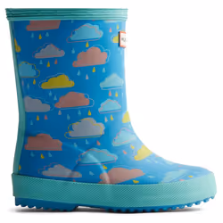 ) Hunter Kids Rain Cloud Boot Rubber Blue Rainclouds Wellington Boots - Blue, 7 (Adults'