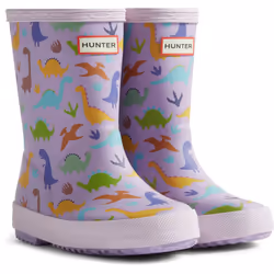 ) Hunter Kids Dinosaur Boot Rubber Purple Dinosaur Wellington Boots - Purple, 8 (Adults'