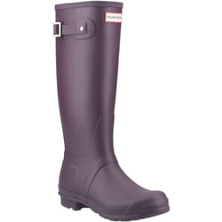 ) Hunter Original Tall Rubber Women's Black/Grape Wellington Boots - Black, 4 (Adults'