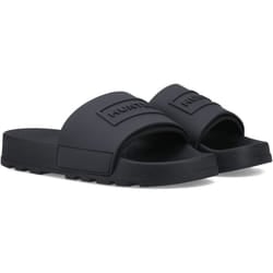 ) Hunter Core Embossed Slider Polyester Black Slides - Black, 12 (Adults'
