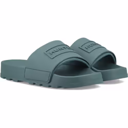 ) Hunter Core Embossed Slider Polyester Hunter Green Slides - Green, 12 (Adults'
