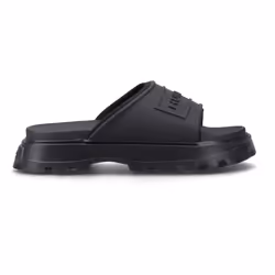 ) Hunter Moulded Stacked Slider Polyester Women's Black Slides - Black, 7 (Adults'
