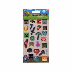 Minecraft Pack of 25 Reusable Puffy Stickers
