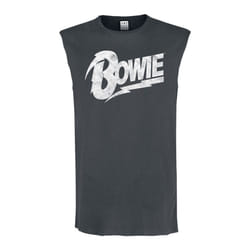 Amplified Mens David Bowie Logo Tank Top - M, Charcoal