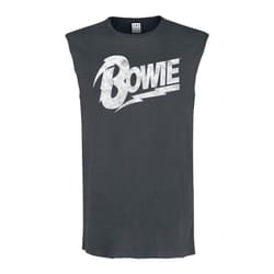 Amplified Mens David Bowie Logo Tank Top - XL, Charcoal
