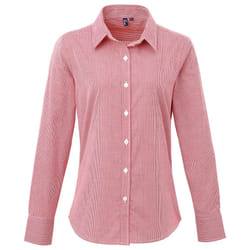 Premier Womens/Ladies Gingham Long-Sleeved Shirt - 20 UK, Red/White